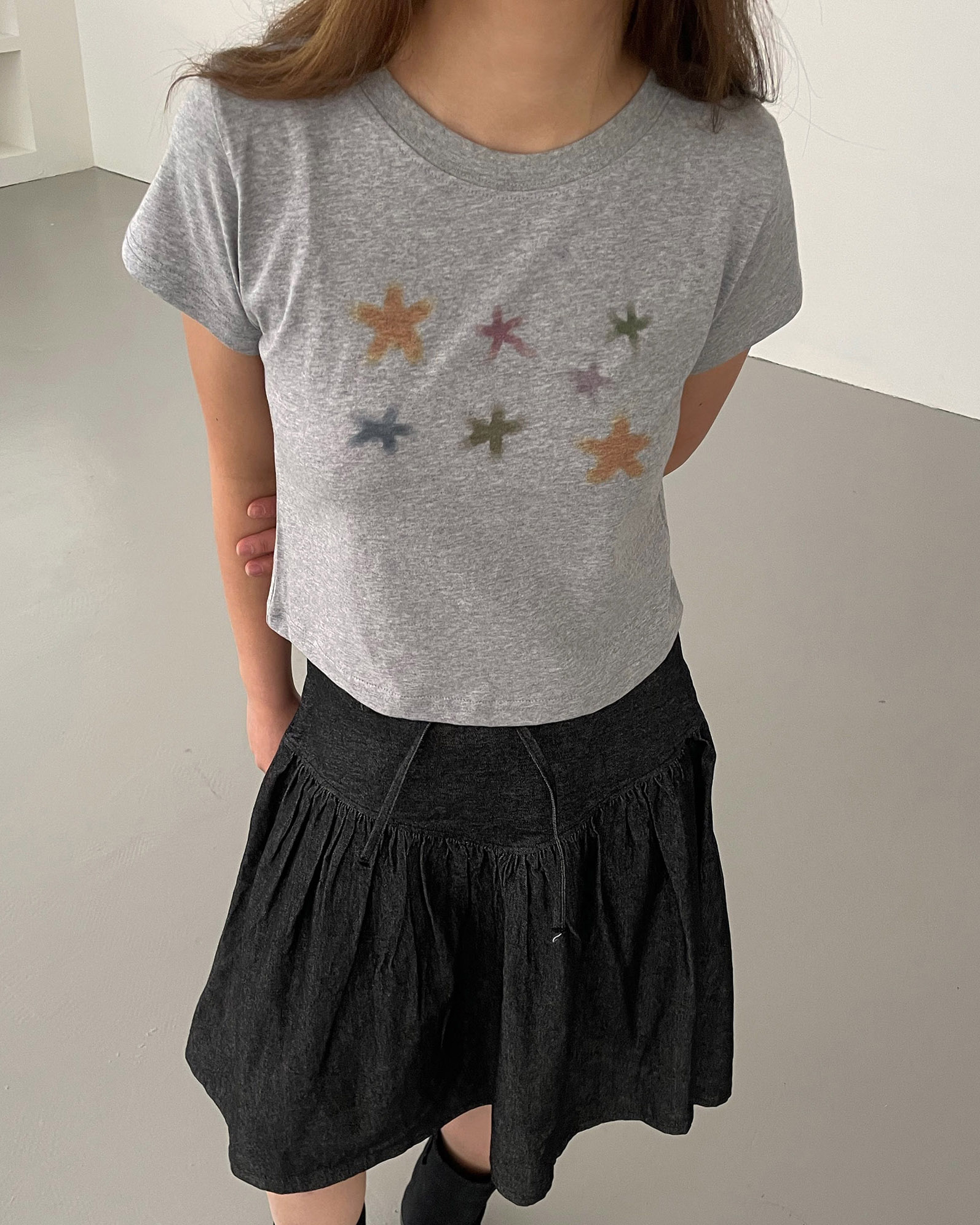 별꽃 프린팅 반팔 티셔츠(2color)
